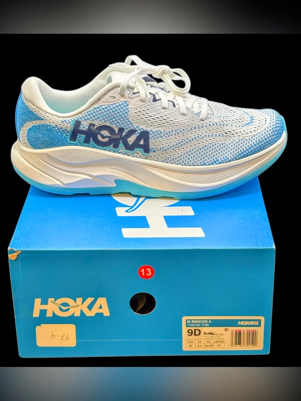 Brand New Men’s 9 Hoka One One Rincon 4 Running Shoe Frost Skyward Blue